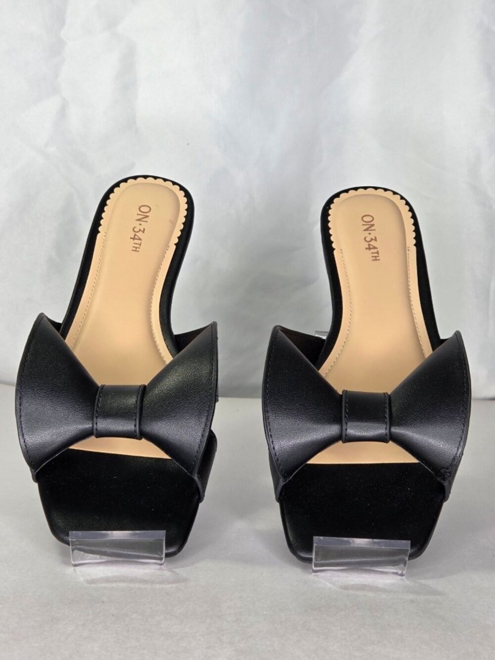 On 34th Pearlaa Square Toe Flat Sandals - Black, Size: 8.5 M